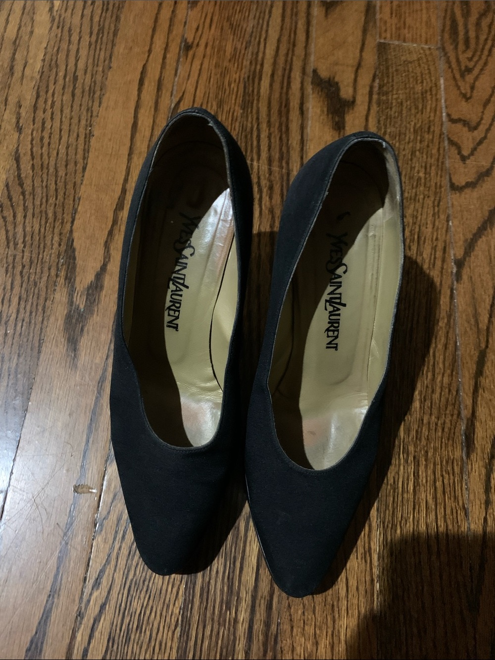 Yves Saint Laurent Black Pointed-Toe Suede Pumps